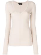 Tom Ford V Neck Jumper - Nude & Neutrals