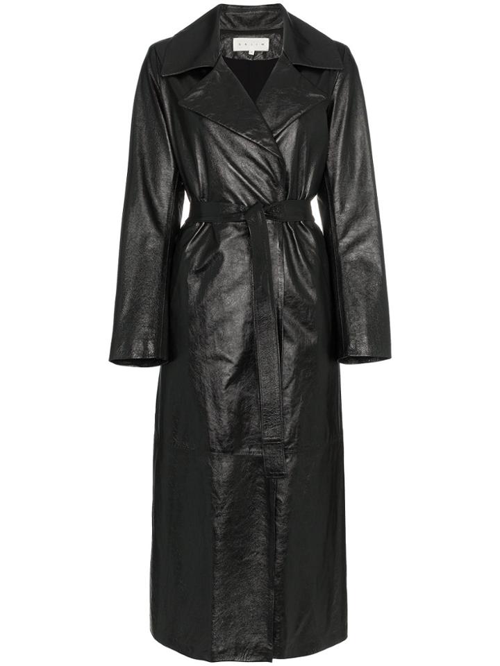 Skiim Karla Leather Trench Coat - Black