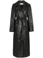 Skiim Karla Leather Trench Coat - Black