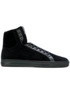 Versace Embroidered High-top Sneakers - Black
