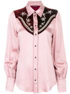 Wandering Velvet Trimmed Shirt - Pink & Purple