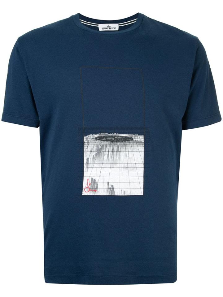 Stone Island Printed Crewneck T-shirt - Blue