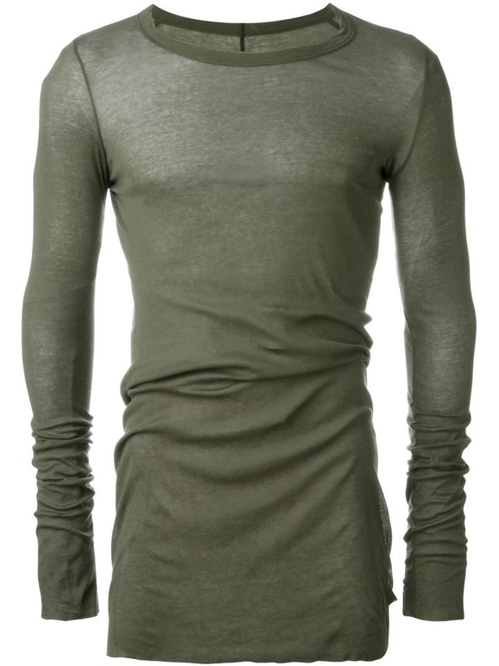 Rick Owens Long Length T-shirt, Men's, Size: S, Green, Cotton