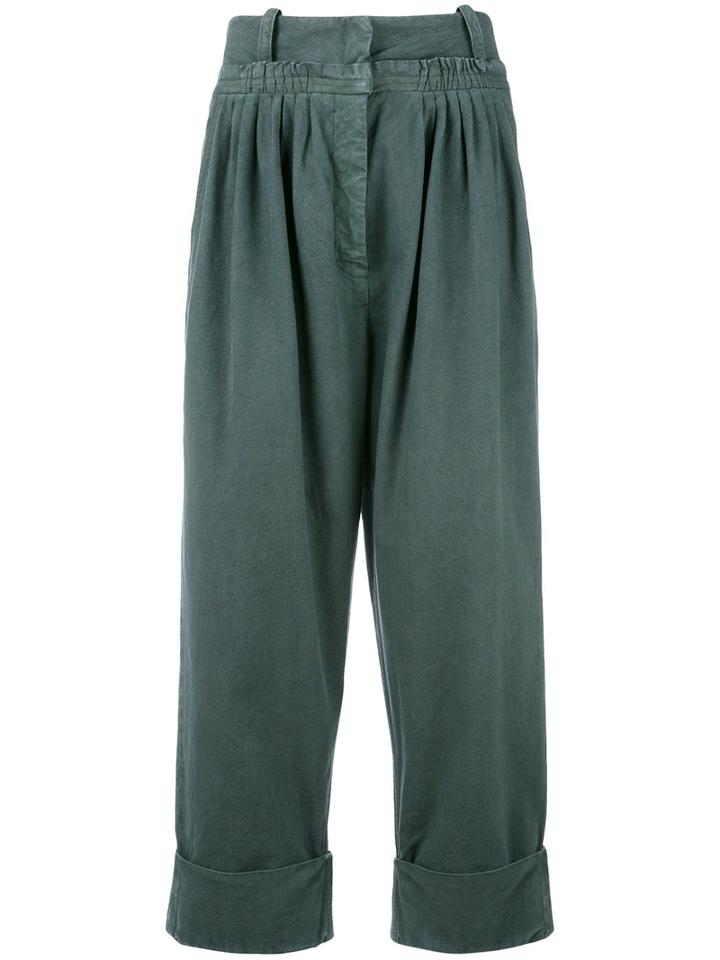 Wide Leg Cropped Pants - Women - Cotton - 8, Green, Cotton, J.w.anderson