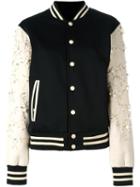 Night Market Varsity Bomber Jacket, Women's, Size: Small, Black, Polyester/cotton/plastic