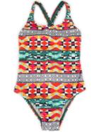 Lygia E Nanny Kids Printed Swimsuit, Girl's, Size: 6 Yrs, Yellow/orange