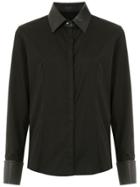 Clé Shirt With Leather Detail - Black