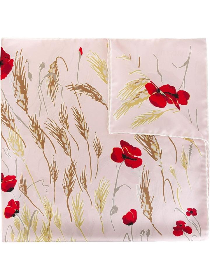 Valentino Floral Print Scarf, Women's, Pink/purple, Silk