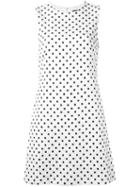 Dolce & Gabbana Brocade Polka Dot Dress, Women's, Size: 48, White, Cotton/viscose/silk/spandex/elastane