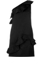 Msgm One-shoulder Ruffled Dress, Women's, Size: 42, Black, Cotton/viscose/polyester