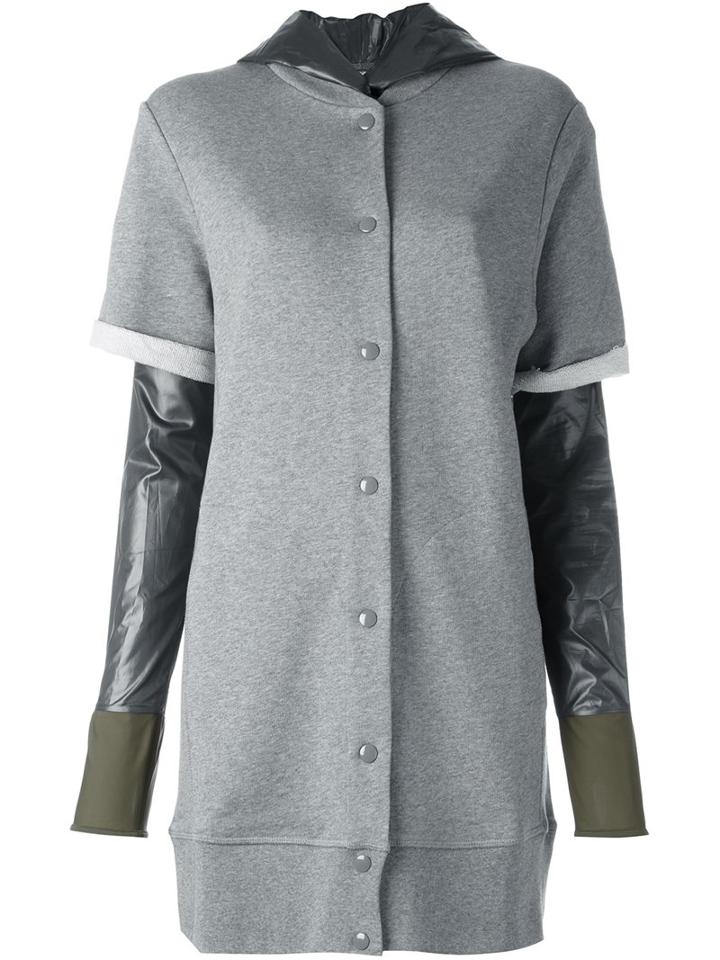 Mm6 Maison Margiela Layered Cardi-coat, Women's, Size: Small, Grey, Cotton/polyester/polyamide/cotton