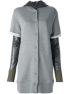 Mm6 Maison Margiela Layered Cardi-coat, Women's, Size: Small, Grey, Cotton/polyester/polyamide/cotton