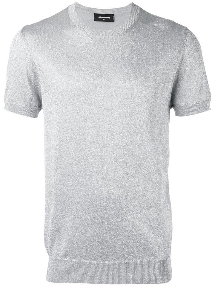 Dsquared2 Short Sleeve Knit, Men's, Size: Medium, Grey, Cotton/polyester/viscose