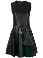 Alexander Mcqueen - Ruffled Mini Dress - Women - Silk/leather - 40, Black, Silk/leather