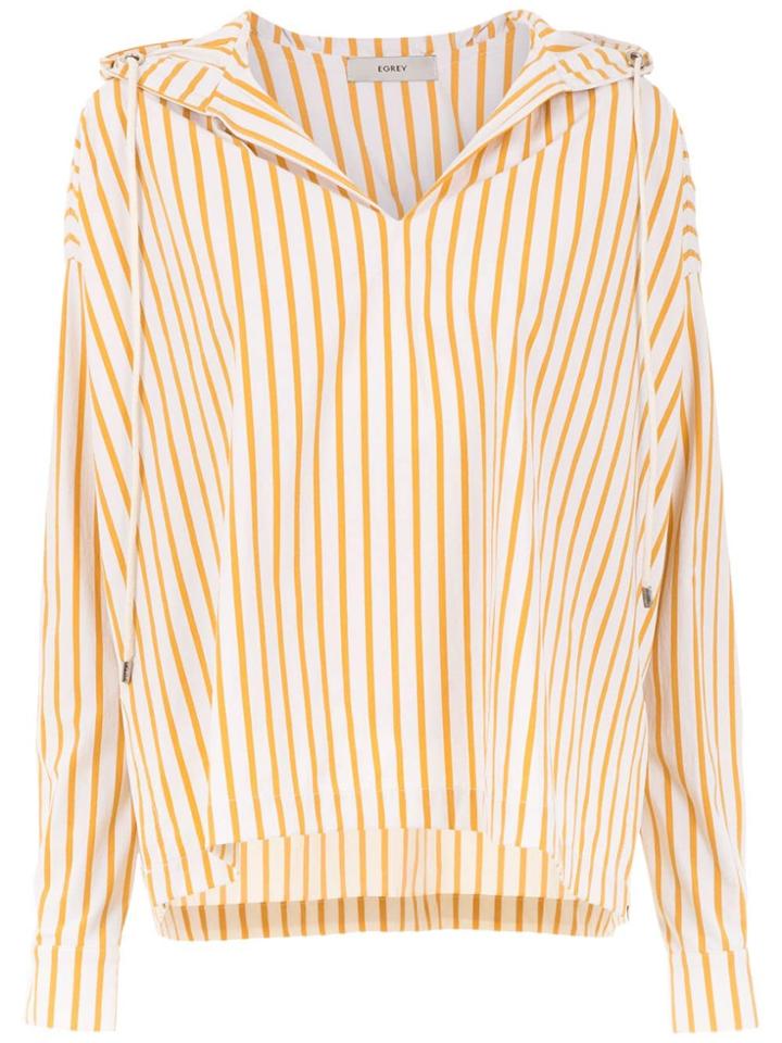 Egrey Striped Hooded Top - White