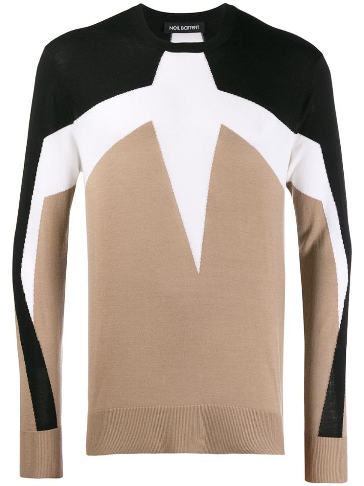 Neil Barrett Graphic Colour-block Jumper - Neutrals