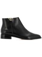 Emporio Armani Logo Plaque Ankle Boots - Black