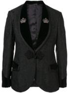 Dolce & Gabbana Floral Jacquard One Button Suit - Black