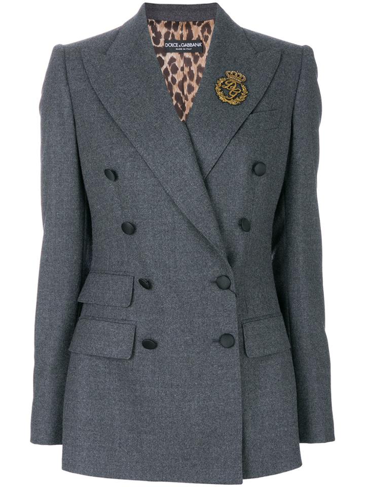 Dolce & Gabbana Double-breasted Fitted Jacket - Grey