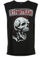 R13 Skull Print Sleeveless T-shirt, Size: Xl, Black, Cotton/polyurethane