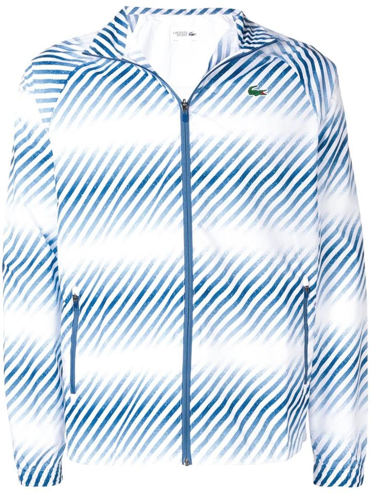 Lacoste Faded Striped Bomber Jacket - White