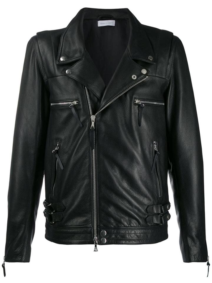 John Elliott Leather Biker Jacket - Black