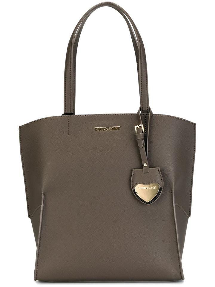 Twin-set Heart Tag Tote, Women's, Grey