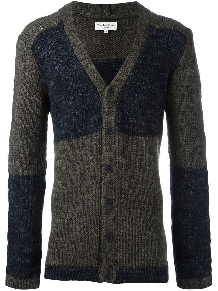 Ymc V-neck Cardigan, Men's, Size: Large, Blue, Acrylic/wool/alpaca