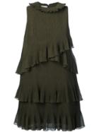 Giamba Ruffle Detail Shift Dress, Women's, Size: 42, Green, Polyester
