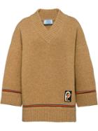Prada Logo Patch Knitted Jumper - F0040 Camel Brown