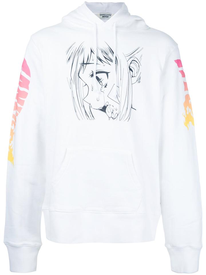 Sankuanz - Printed Hooded Sweatshirt - Men - Cotton - L, White, Cotton