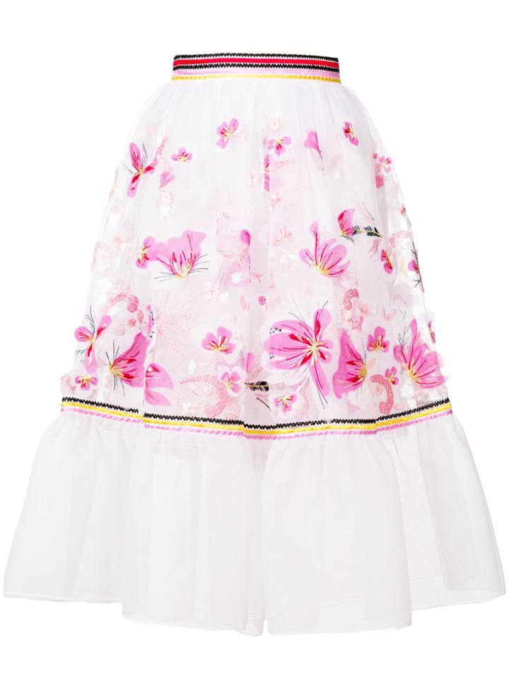 Ermanno Scervino Embroidered Organza Midi Skirt - Multicolour