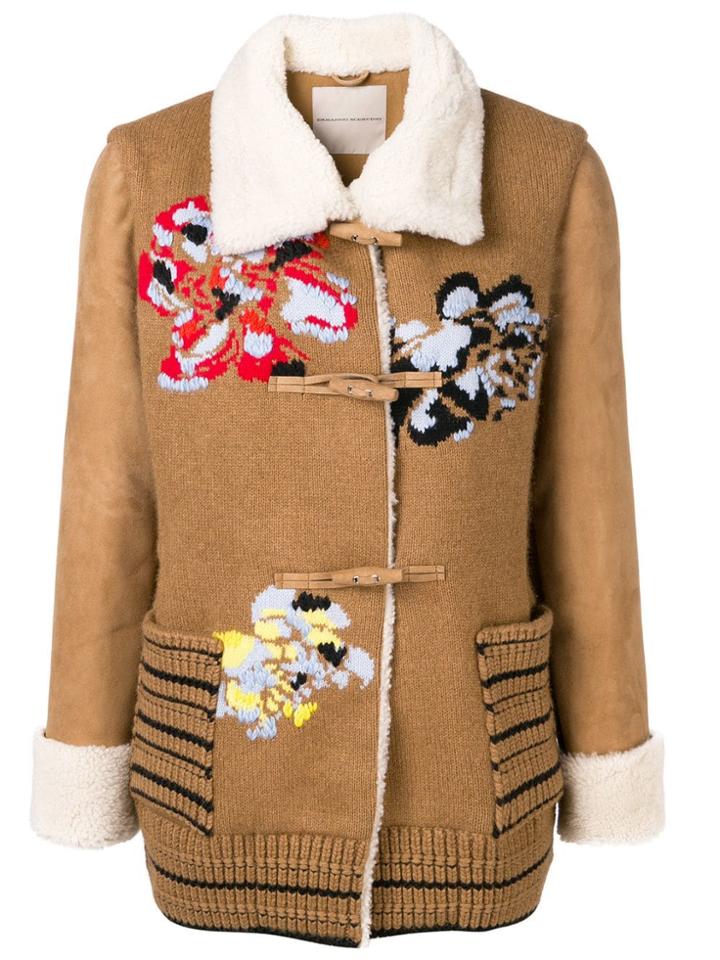 Ermanno Scervino Floral Embroidery Short Coat - Brown