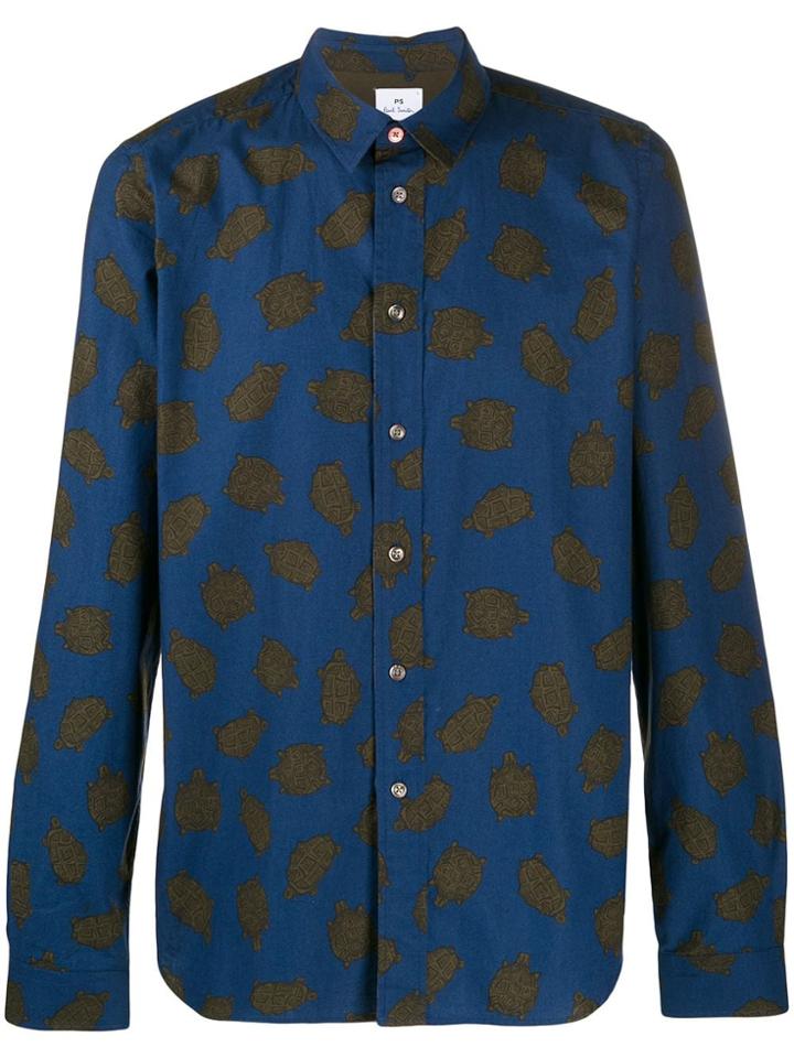 Ps Paul Smith Turtle-print Shirt - Blue