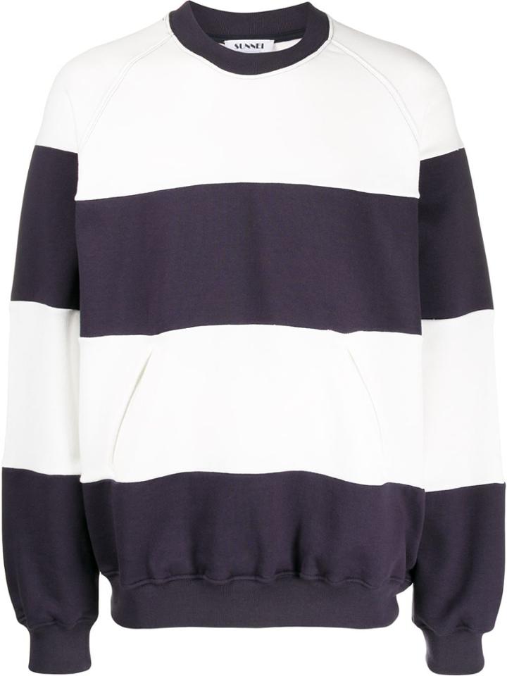 Sunnei Striped Panel Sweatshirt - Blue
