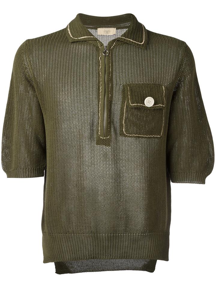 Maison Flaneur Knitted Mesh T-shirt, Men's, Size: 50, Green, Cotton