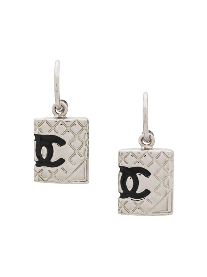 Chanel Pre-owned Rectangular Logo Earrings - Silver