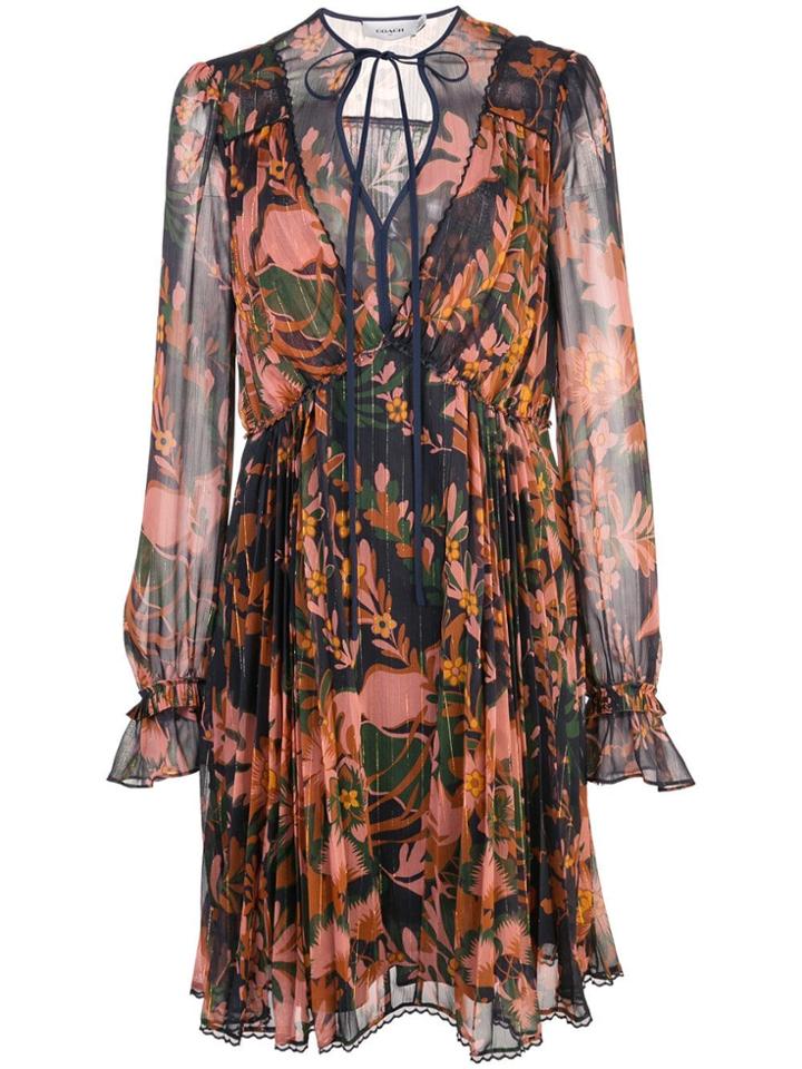 Coach Forest Floral Print Dress - Blue