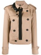 Nº21 Embellished Detail Short Trench Coat - Neutrals