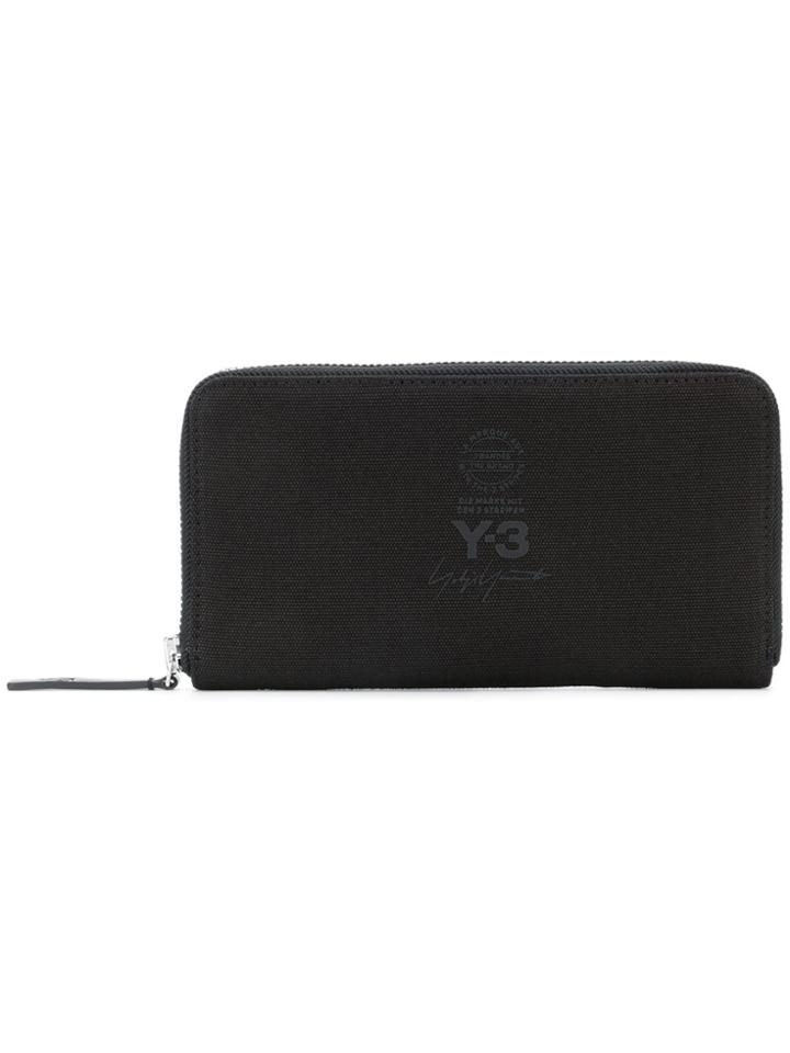 Y-3 Logo Zip Around Wallet - Black