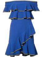 Rebecca Vallance Billie Ruffle Mini Dress, Women's, Size: 6, Blue, Polyester/spandex/elastane