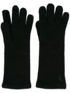 Polo Ralph Lauren Embroidered Logo Gloves, Women's, Black, Spandex/elastane/cashmere