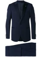 Lardini Pointed Lapels Two-piece Suit, Men's, Size: 50, Blue, Cotton/polyester/cupro/wool