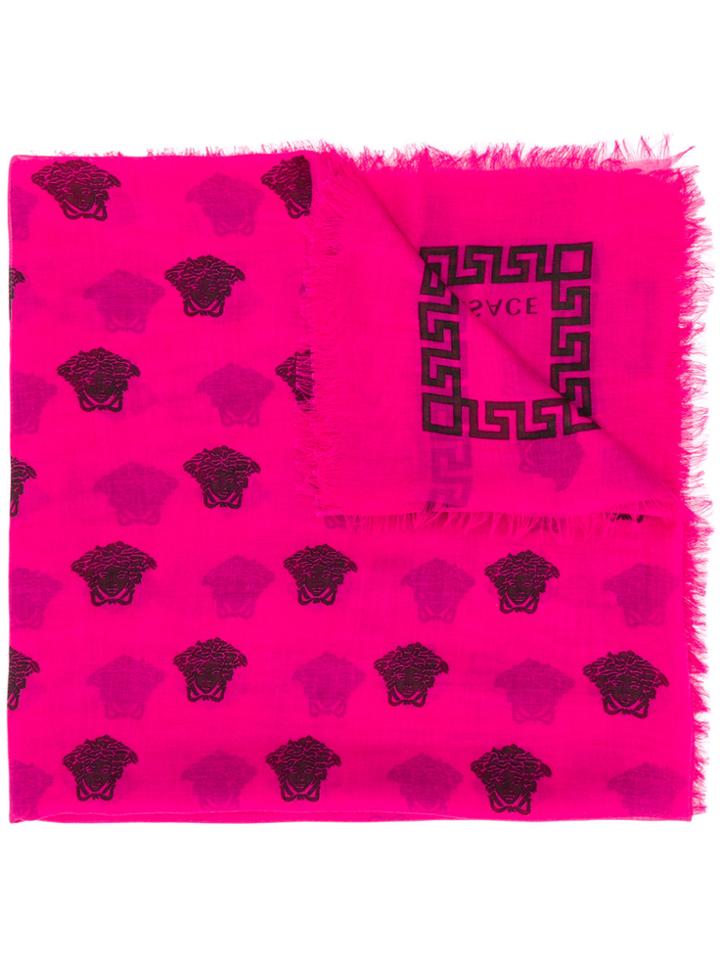 Versace Medusa Head Print Scarf - Pink & Purple