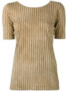 Uma Wang - Striped Short Sleeve Top - Women - Cotton - L, Black, Cotton