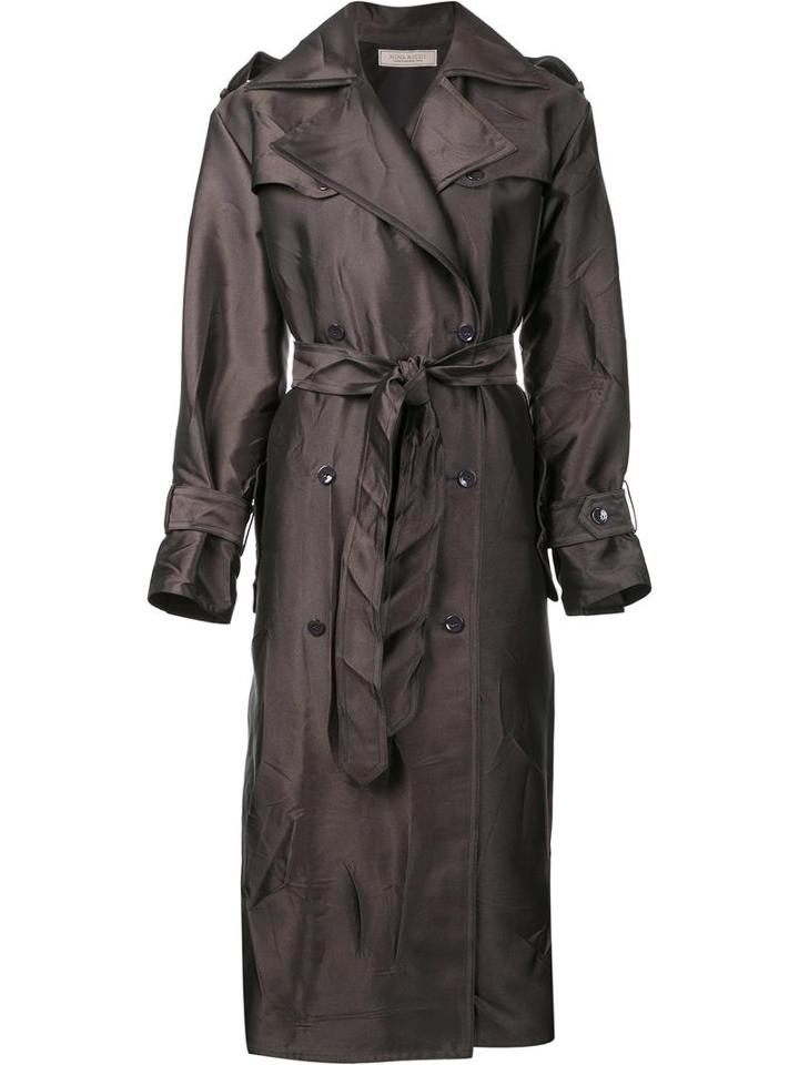Nina Ricci Creased Trench Coat, Women's, Size: 36, Green, Wool/viscose/polyester