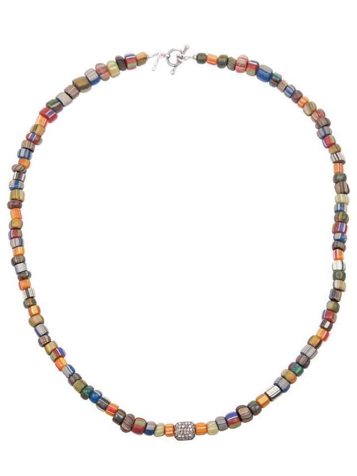 Catherine Michiels Beaded Necklace, Adult Unisex, Silver