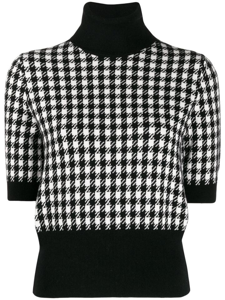 Dolce & Gabbana Roll Neck Houndstooth Sweater - Black