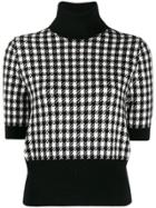 Dolce & Gabbana Roll Neck Houndstooth Sweater - Black