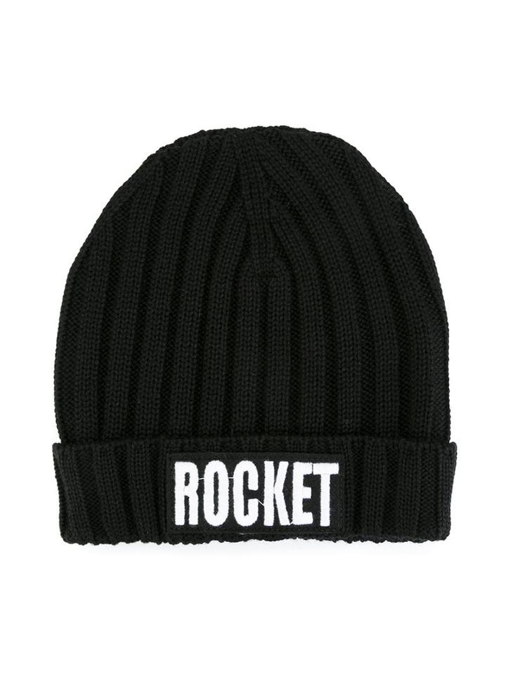 Msgm Kids 'rocket' Ribbed Beanie, Boy's, Size: 52 Cm, Black